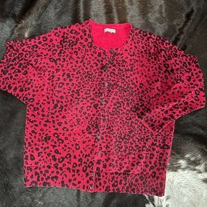 Croft & Barrow - red and black leopard cardigan. SZ 1X